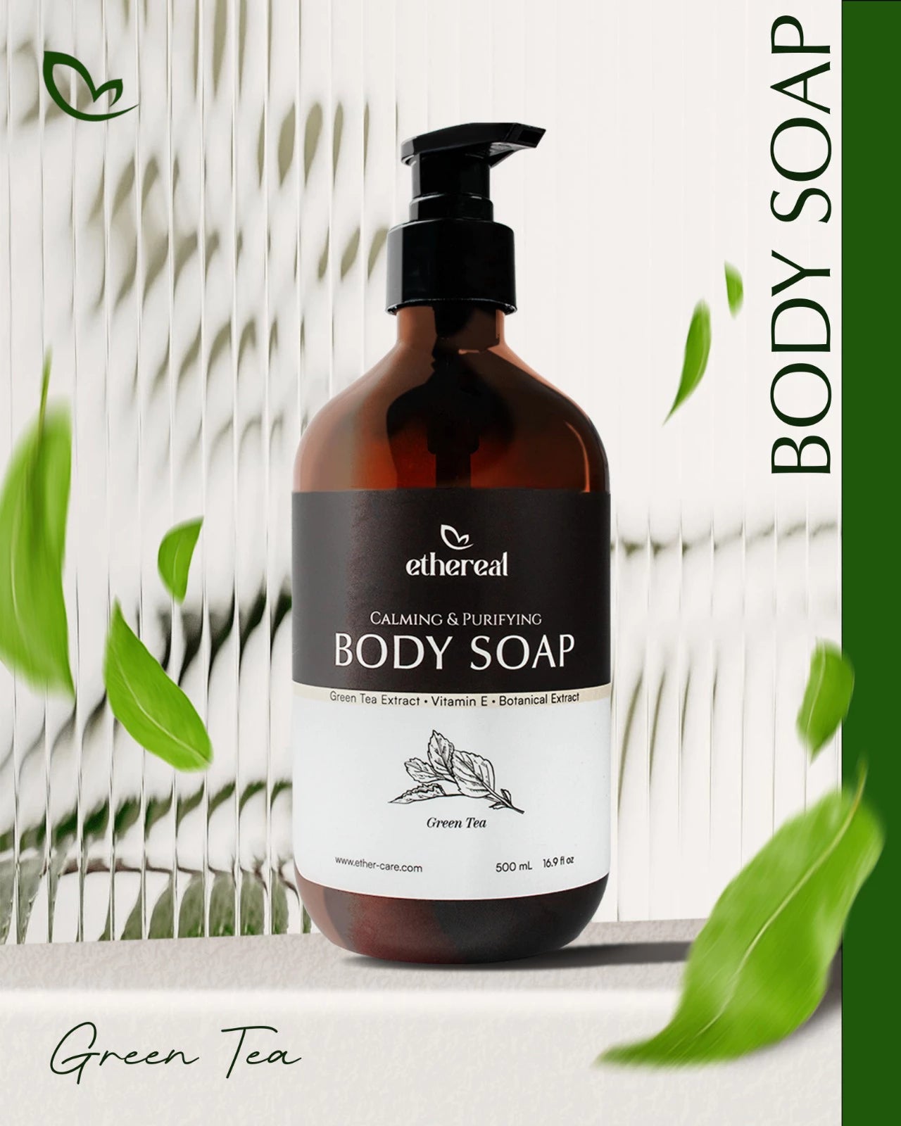 Body Soap by Ethereal - Green Tea; Calming • Purifying